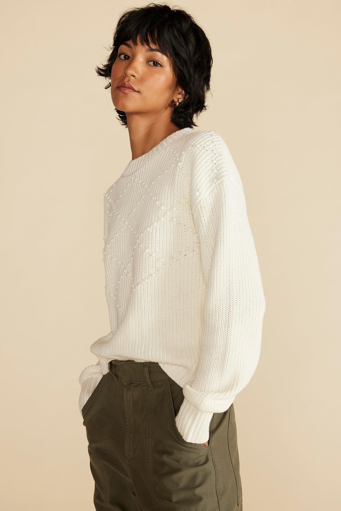 Madella Pom Pom Organic Cotton Sweater - Ivory Product Image