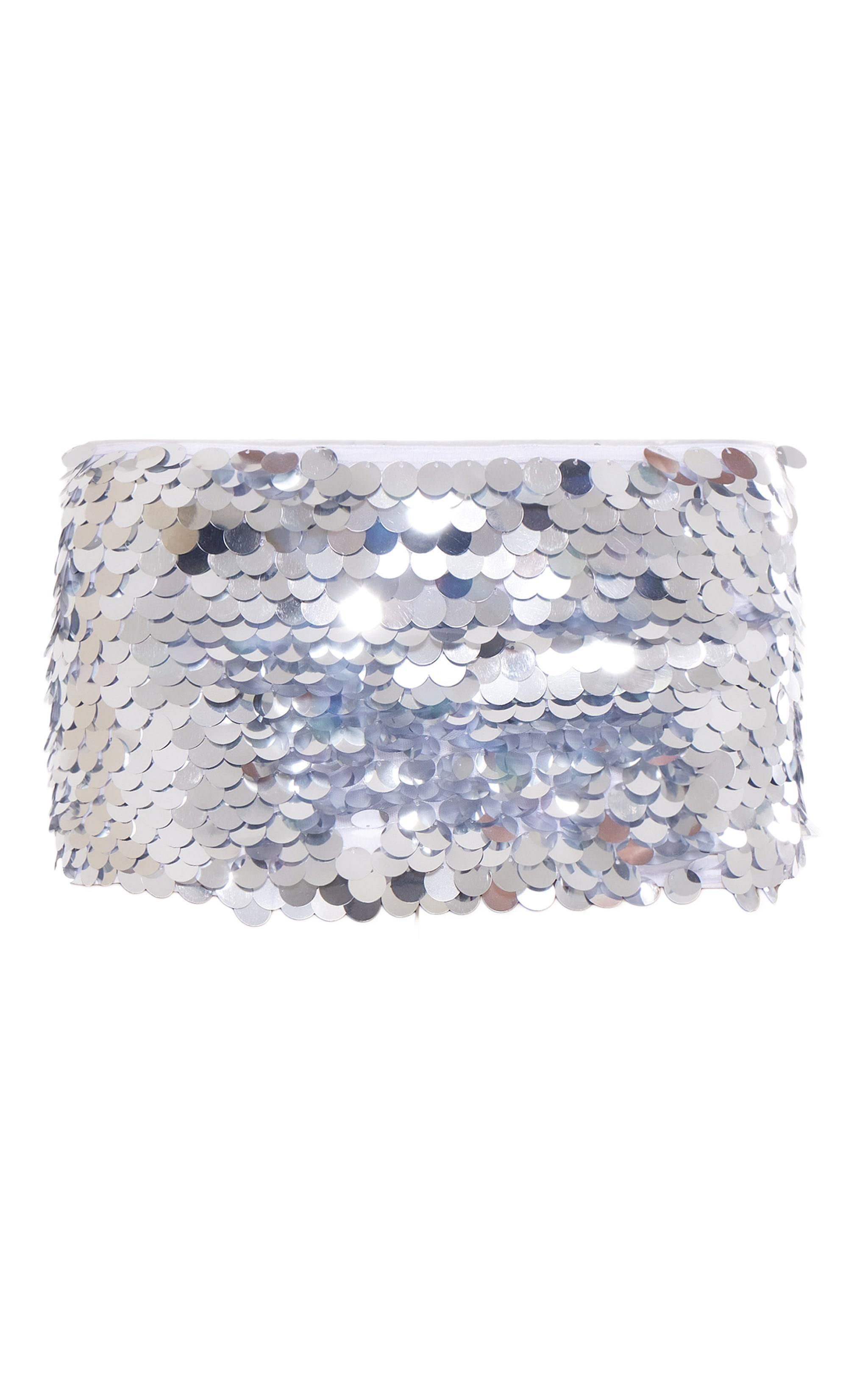 Silver Disc Sequin Micro Mini Skirt Product Image