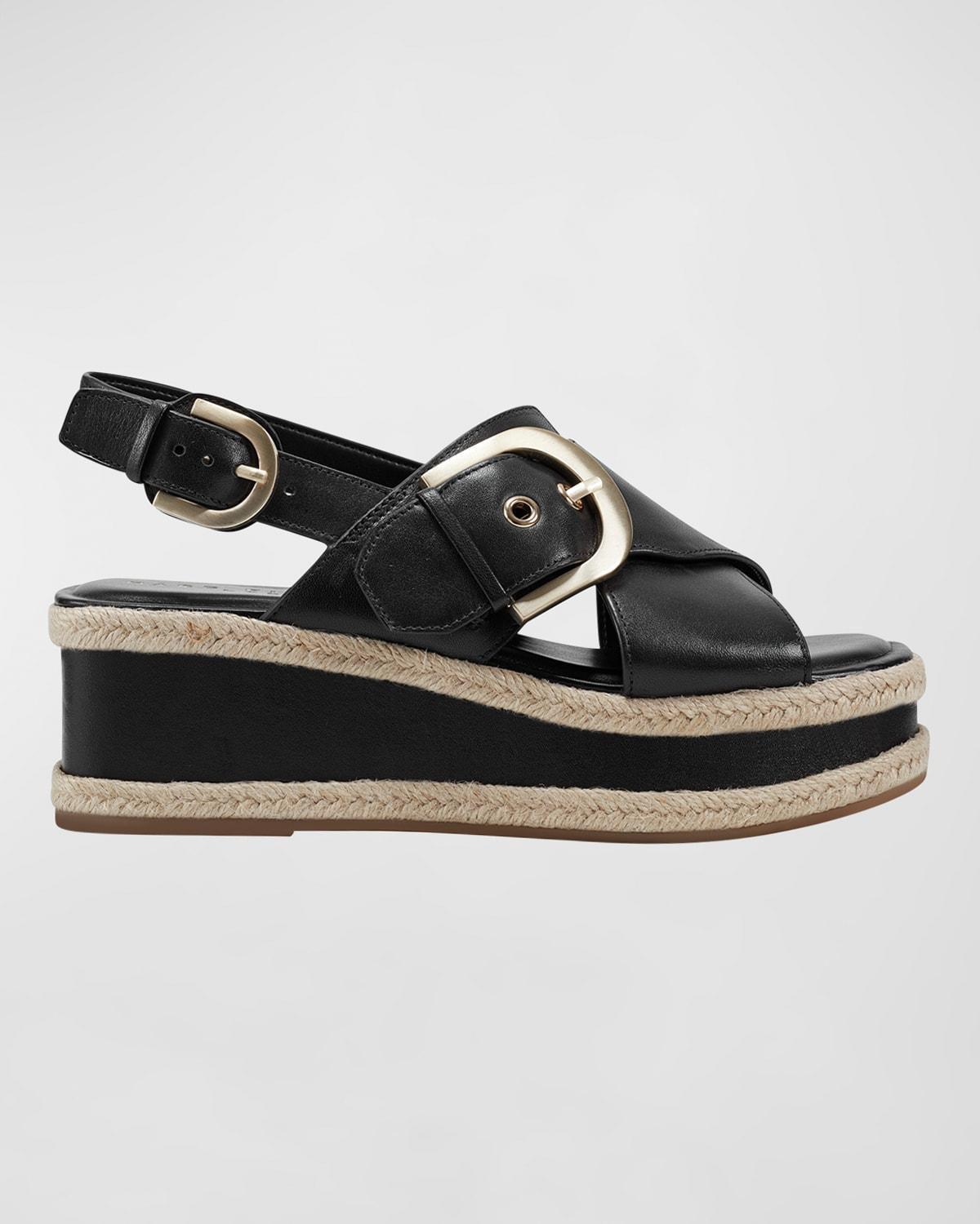 Leather Crisscross Buckle Wedge Sandals product image