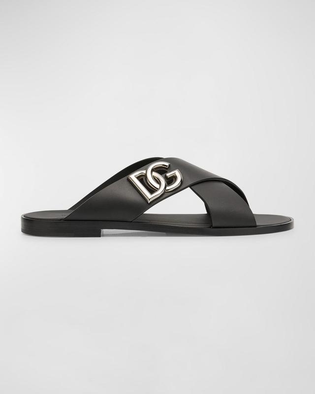 Mens Logo Cut-Out Leather Sandals Product Image