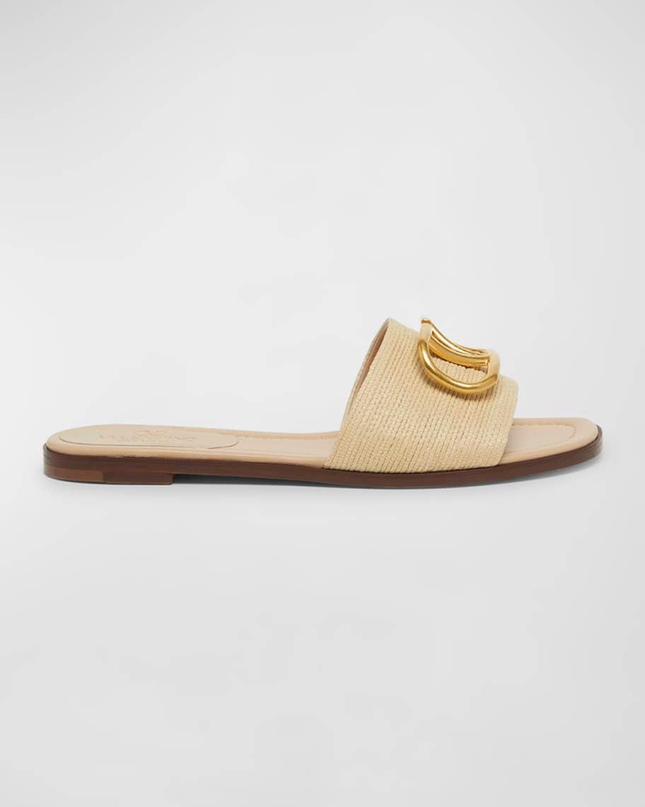 VLogo Medallion Raffia Slide Sandals Product Image