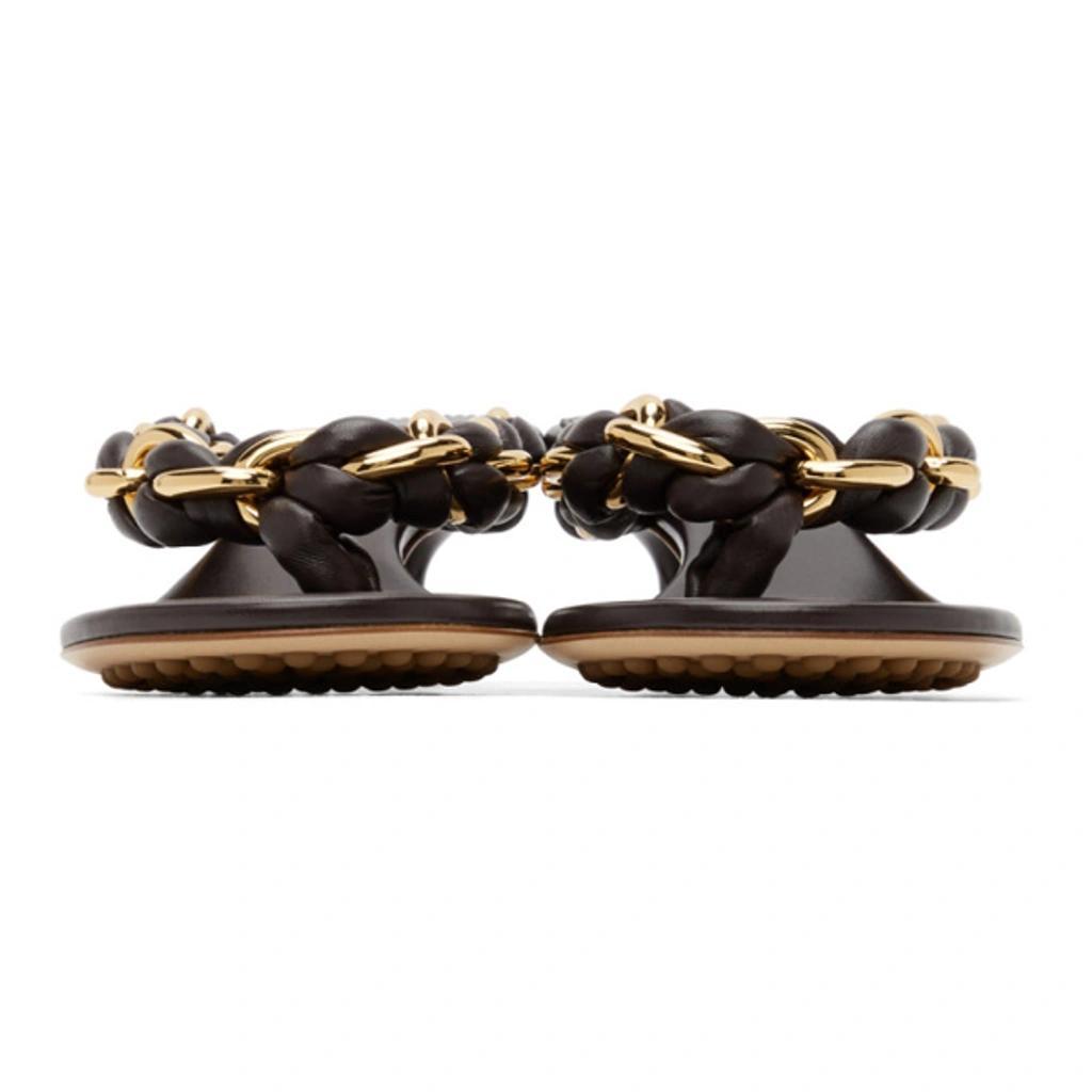 Nappa Lagoon Chain And Leather Sandals In Brown Product Image