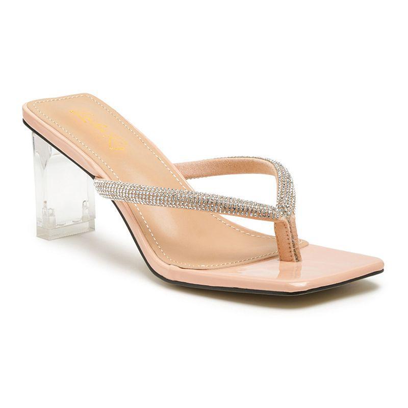 Nikok Crystal Lined Womens Thong Heeled Sandals Product Image