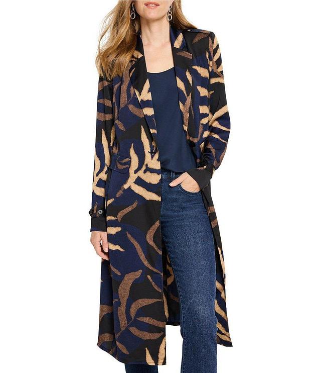 NIC + ZOE Midnight Fern Pottery Crepe Notch Lapel Long Sleeve Trench Jacket Product Image