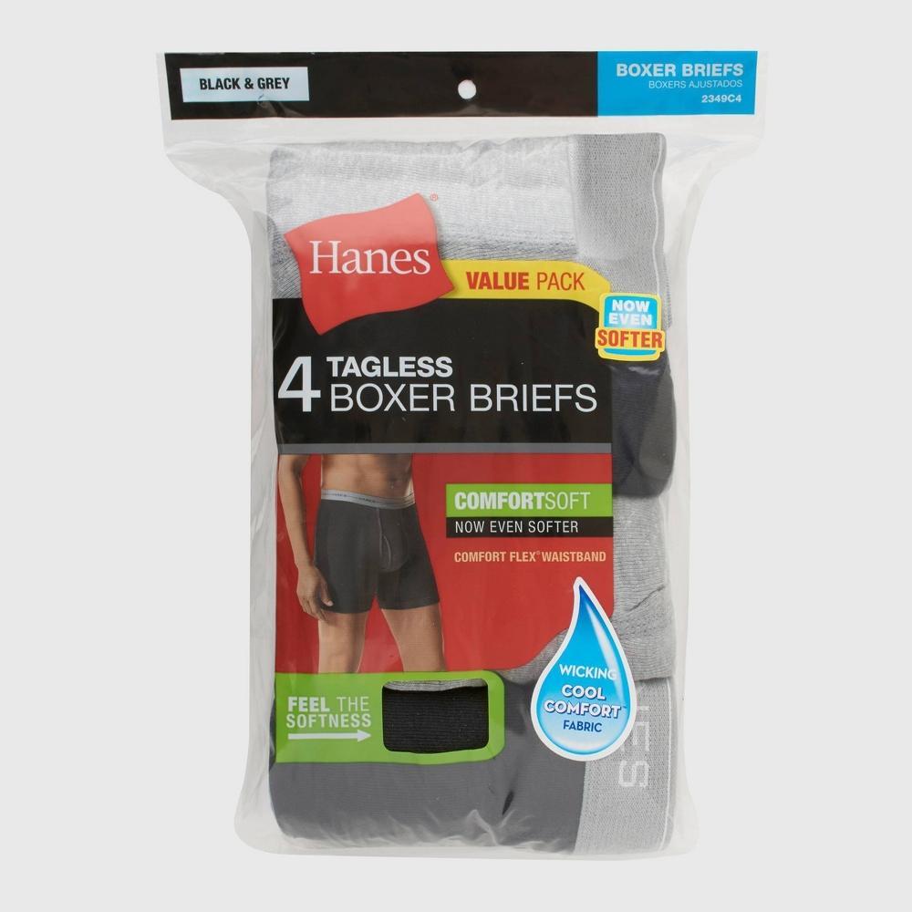 Hanes Mens Boxer Briefs 4pk - Black XXL Product Image