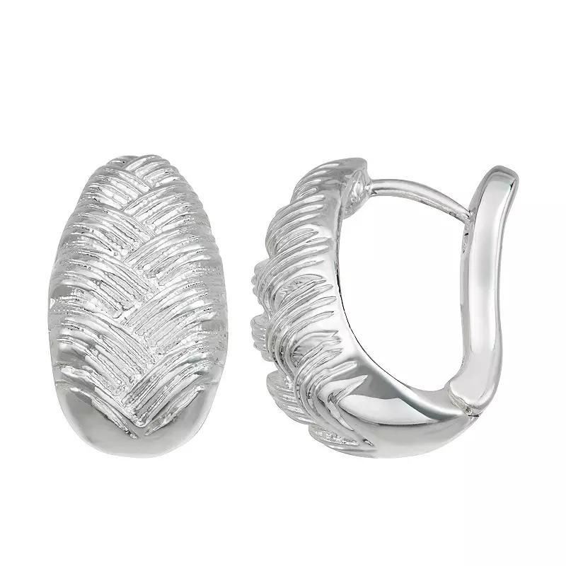 Napier Silver Tone Textured Drop Huggie Hoop Earrings, Womens Product Image