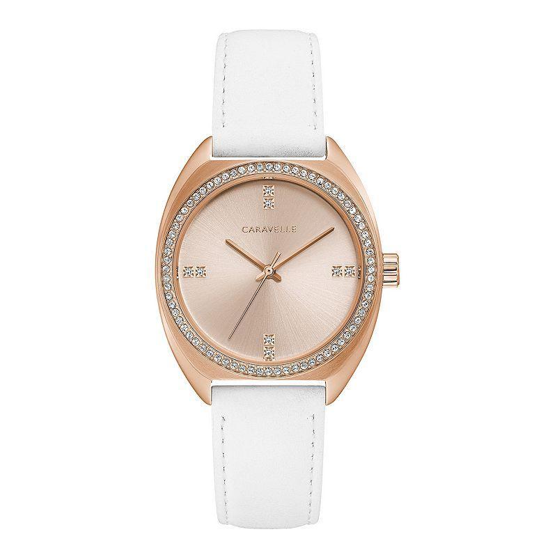 Caravelle by Bulova Womens White Strap Crystal Watch - 44L251 Product Image