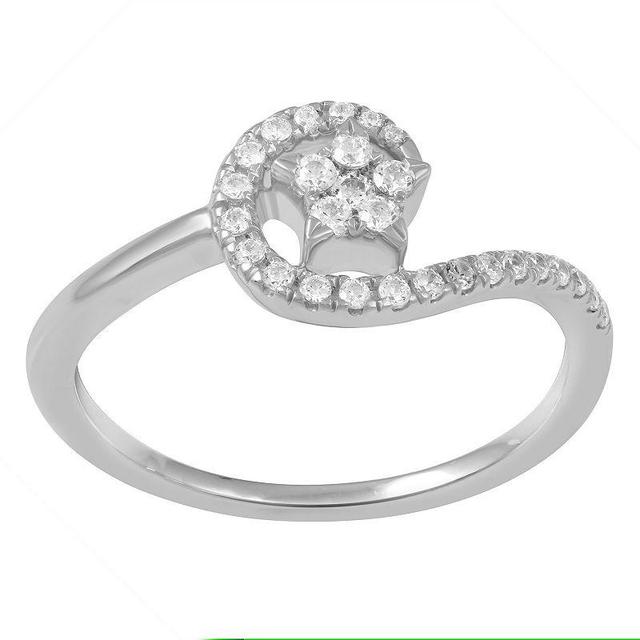 Sterling Silver 1/4 Carat T.W. Diamond Star Swirl Ring, Womens White Product Image