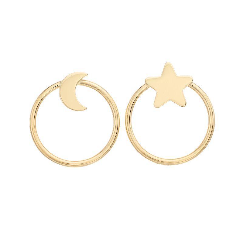 Au Naturale 14k Gold Star & Moon Mismatched Stud Earrings, Womens Product Image