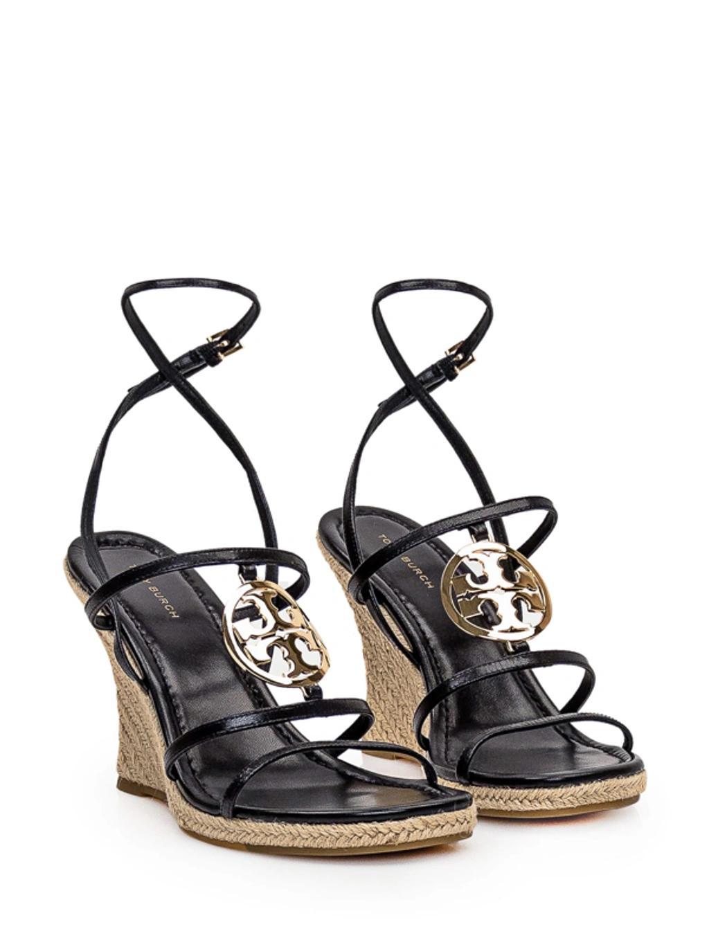 TORY BURCH Capri Miller Leather Espadrille Wedge In Black Product Image