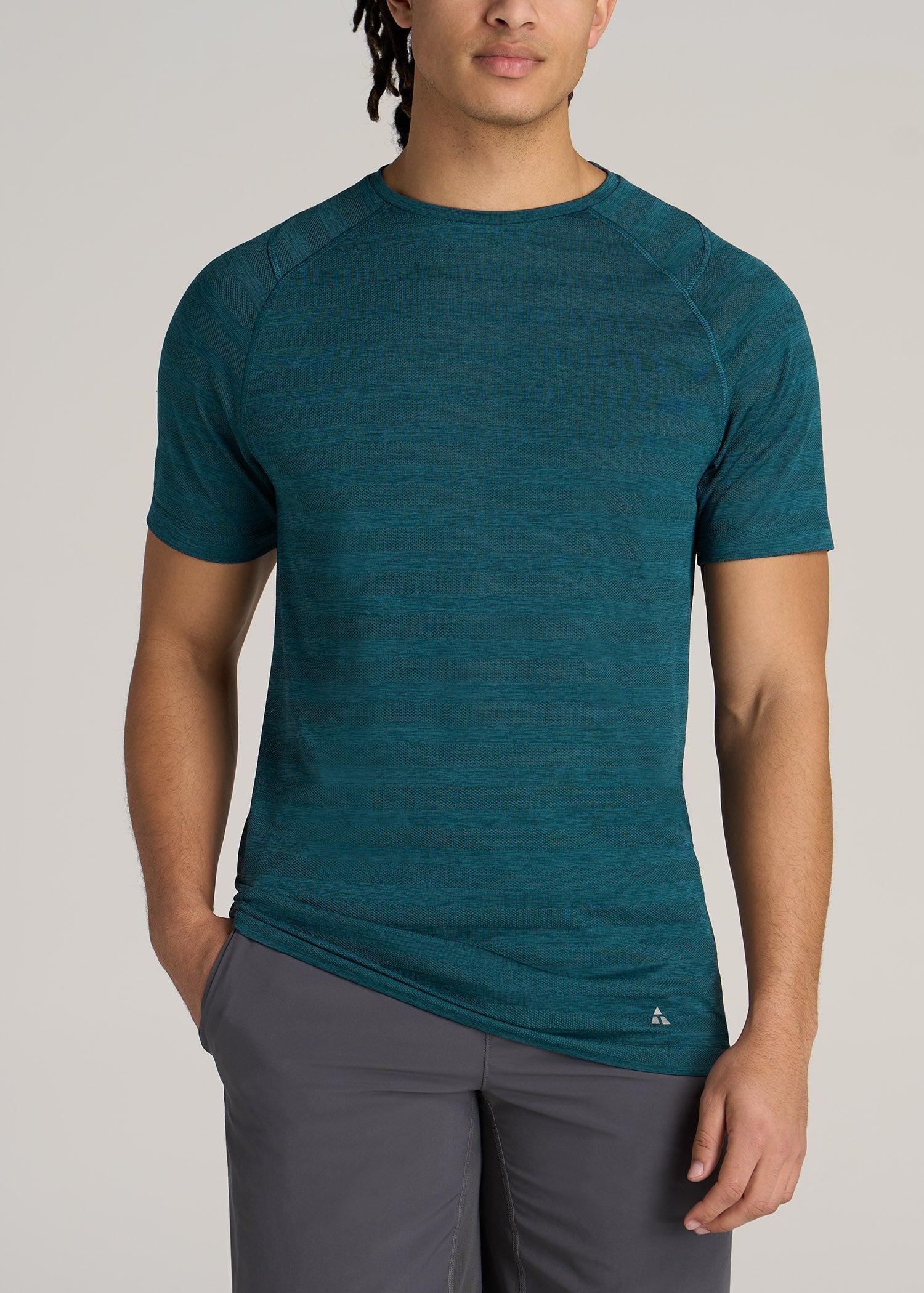 A.T. Performance MODERN-FIT Crewneck Raglan Short Sleeve T-Shirt for Tall Men in Teal Heather Male Product Image