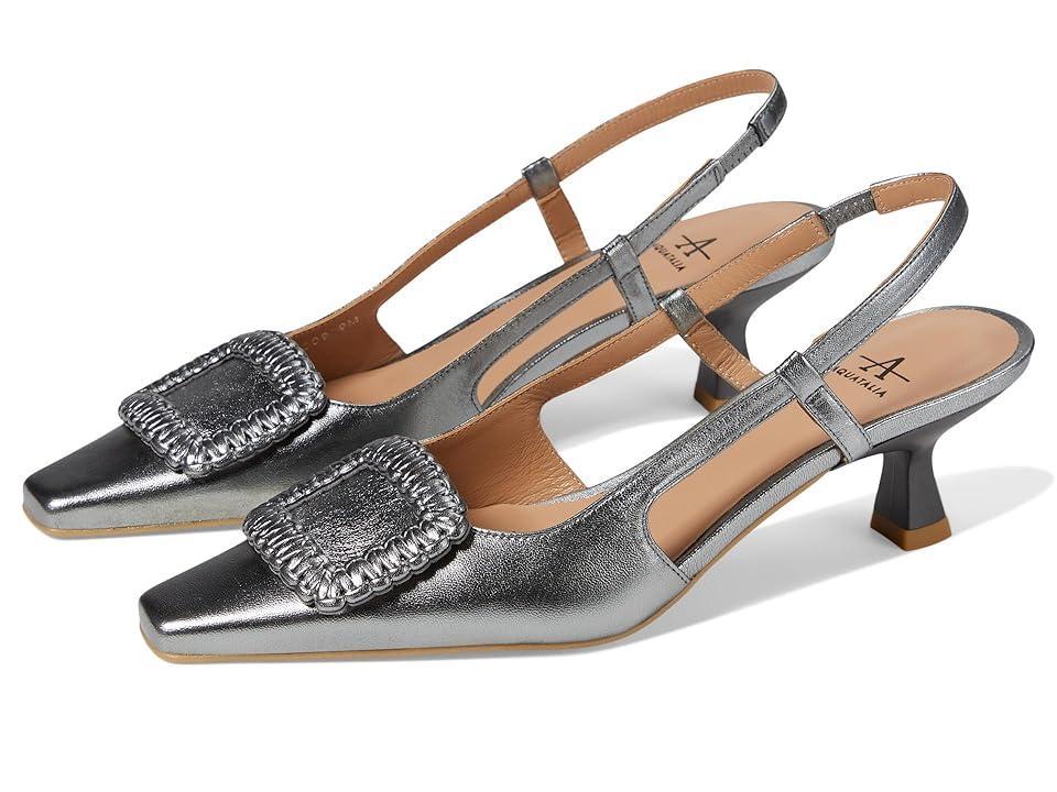 Aquatalia Arabella Metallic Leather Slingback (Anthracite) Women's Shoes Product Image