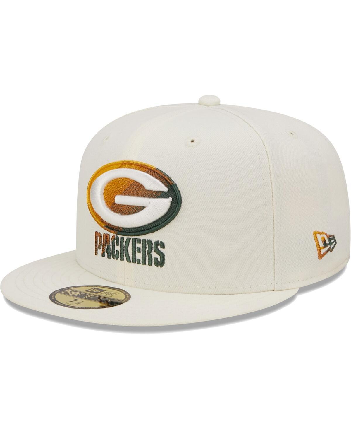 Mens New Era Cream Green Bay Packers Chrome Dim 59FIFTY Fitted Hat Product Image