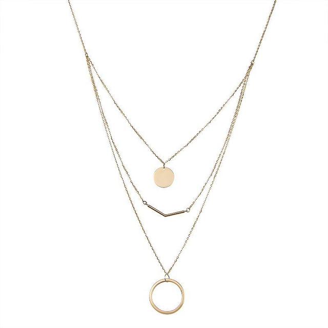 10k Gold Three Strand Geometric Necklace, Womens Product Image