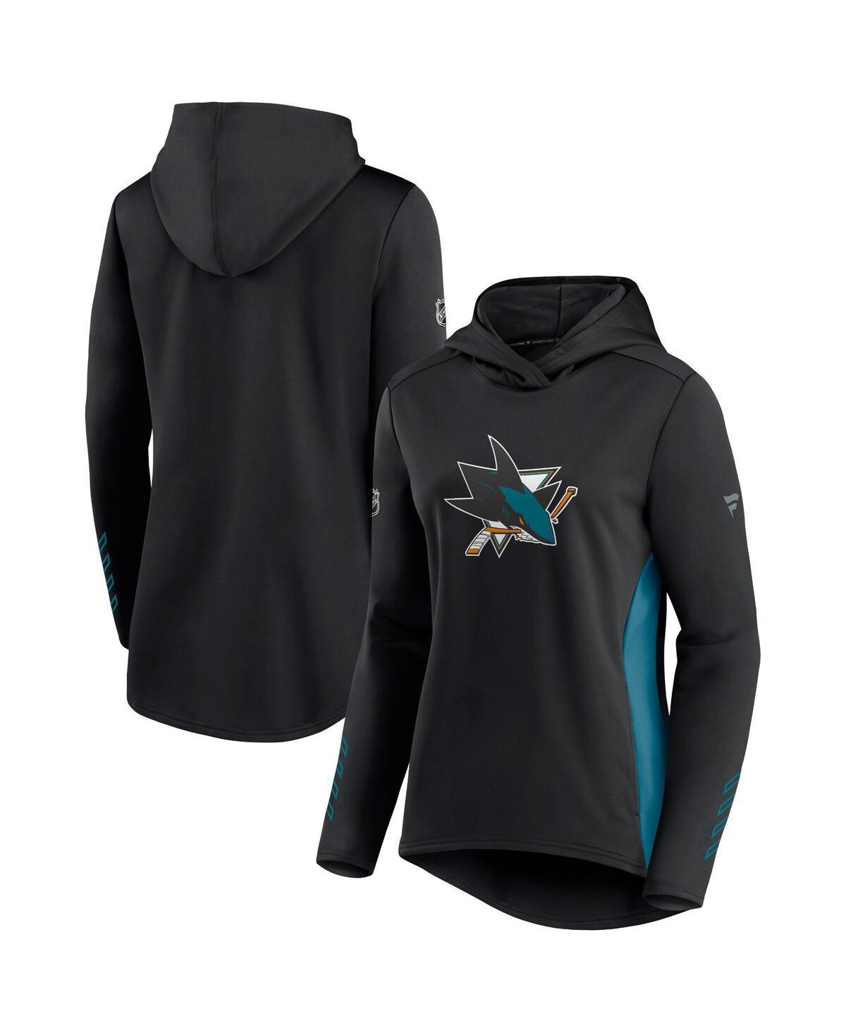 Womens Fanatics Black and Teal San Jose Sharks Authentic Pro Locker Room Pullover Hoodie - Black Product Image