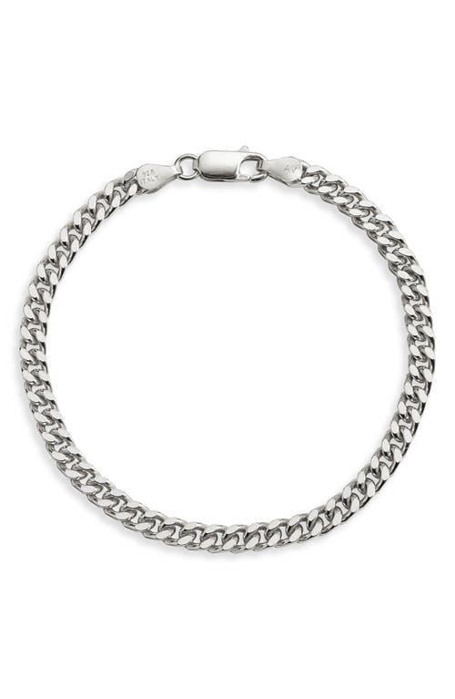 Argento Vivo Sterling Silver Mens Flat Cuban Chain Bracelet Product Image