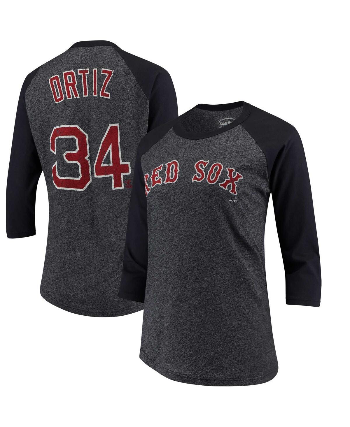 Womens David Ortiz Navy Boston Red Sox Three-Fourth-Sleeve Raglan Name and Number T-shirt Product Image