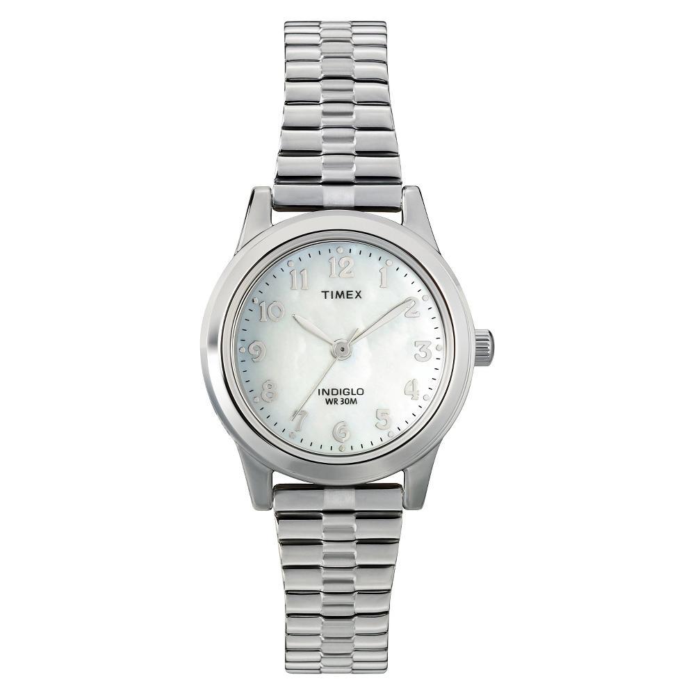 Women's Timex Indiglo Expansion Band Watch - Silver/Mother of Pearl T2M826JT Product Image