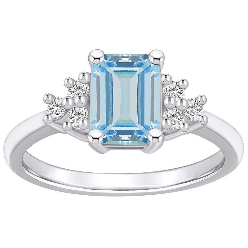 Alyson Layne 14k Rose Gold Emerald-Cut Morganite & 1/5 Carat T.W. Diamond Ring, Womens Product Image