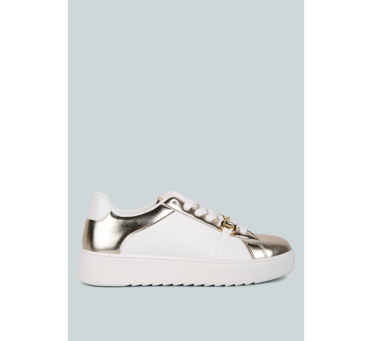 Women Nemo Contrasting Metallic Faux Leather Sneakers Product Image