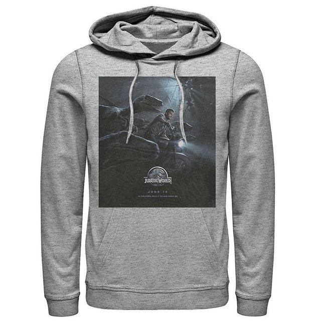 Mens Jurassic World Owen Ride Raptor Movie Poster Hoodie Athletic Grey Product Image