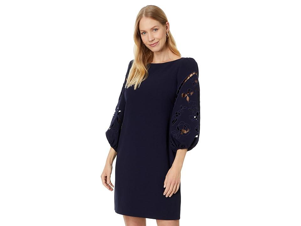 Vince Camuto Eyelet Sleeve Crepe Shift Dress Product Image