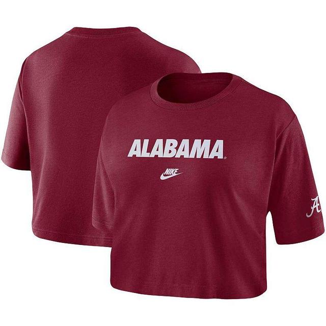 Womens Nike Crimson Alabama Crimson Tide Wordmark Cropped T-Shirt Product Image