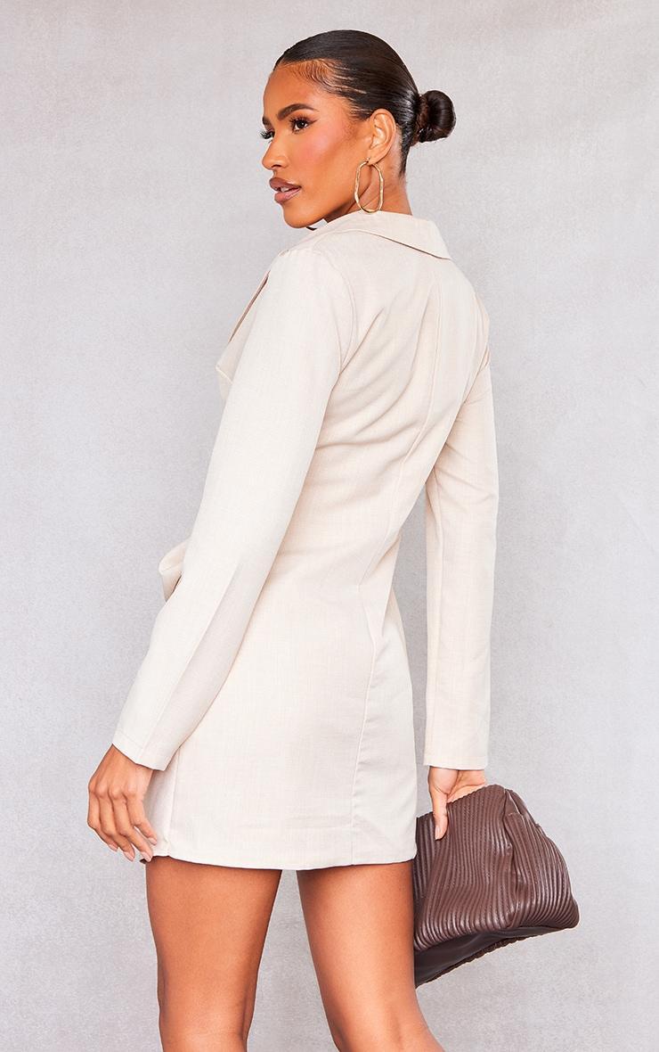 Stone Linen Look Drape Detail Blazer Dress Product Image