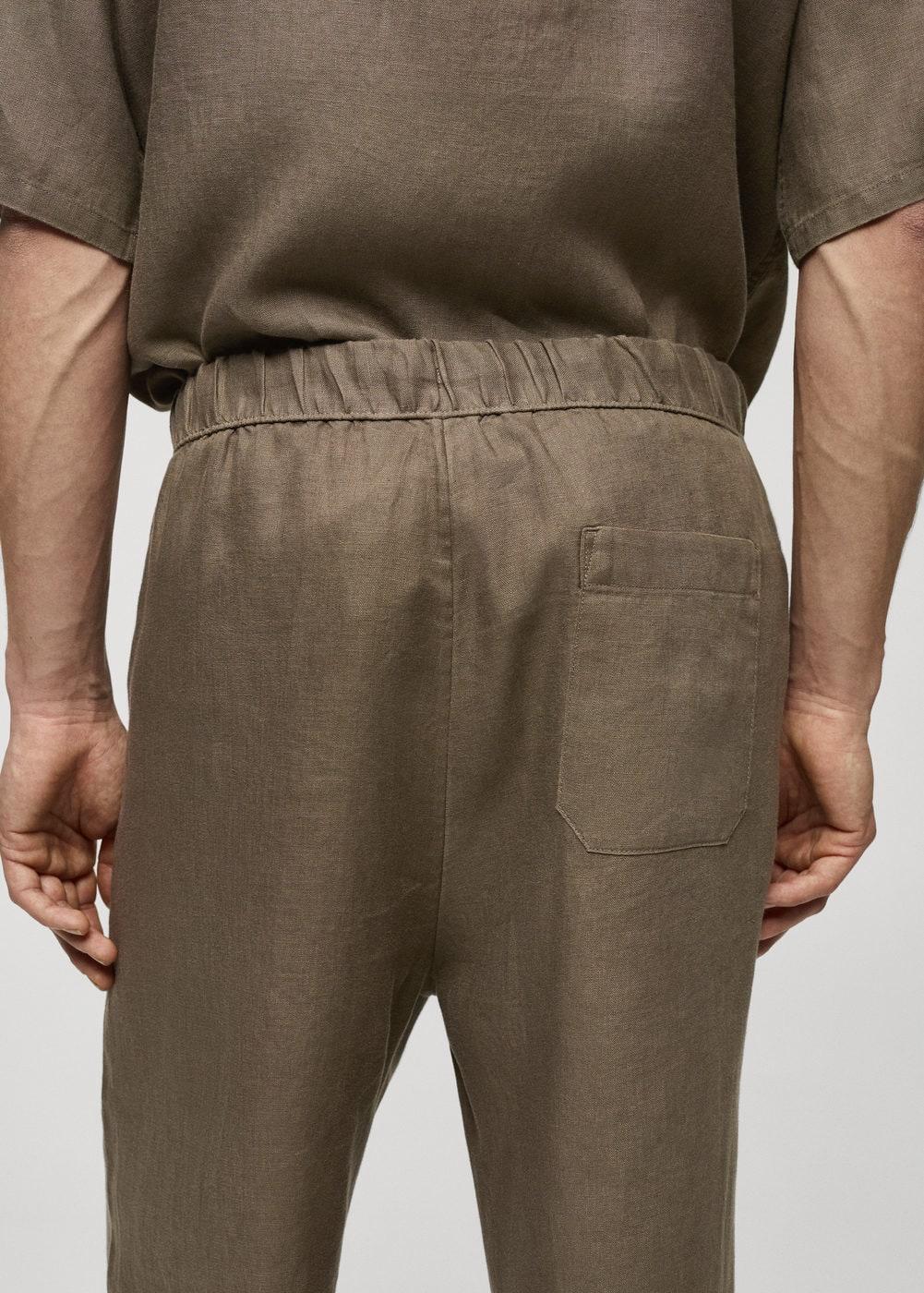 MANGO MAN - 100% linen drawstring pants khakiMen Product Image