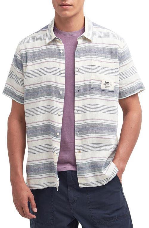 Barbour Crimwell Stripe Short Sleeve Linen & Cotton Button-Up Shirt Product Image