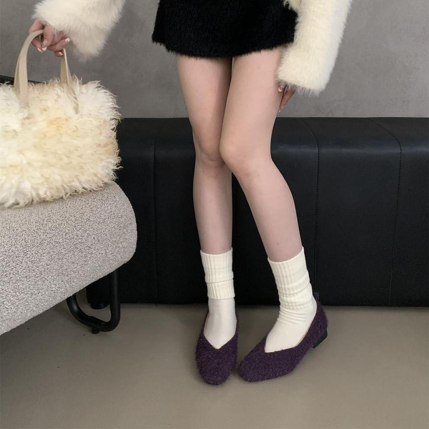 Low Heel Plain Fleece-Lined Pumps Product Image