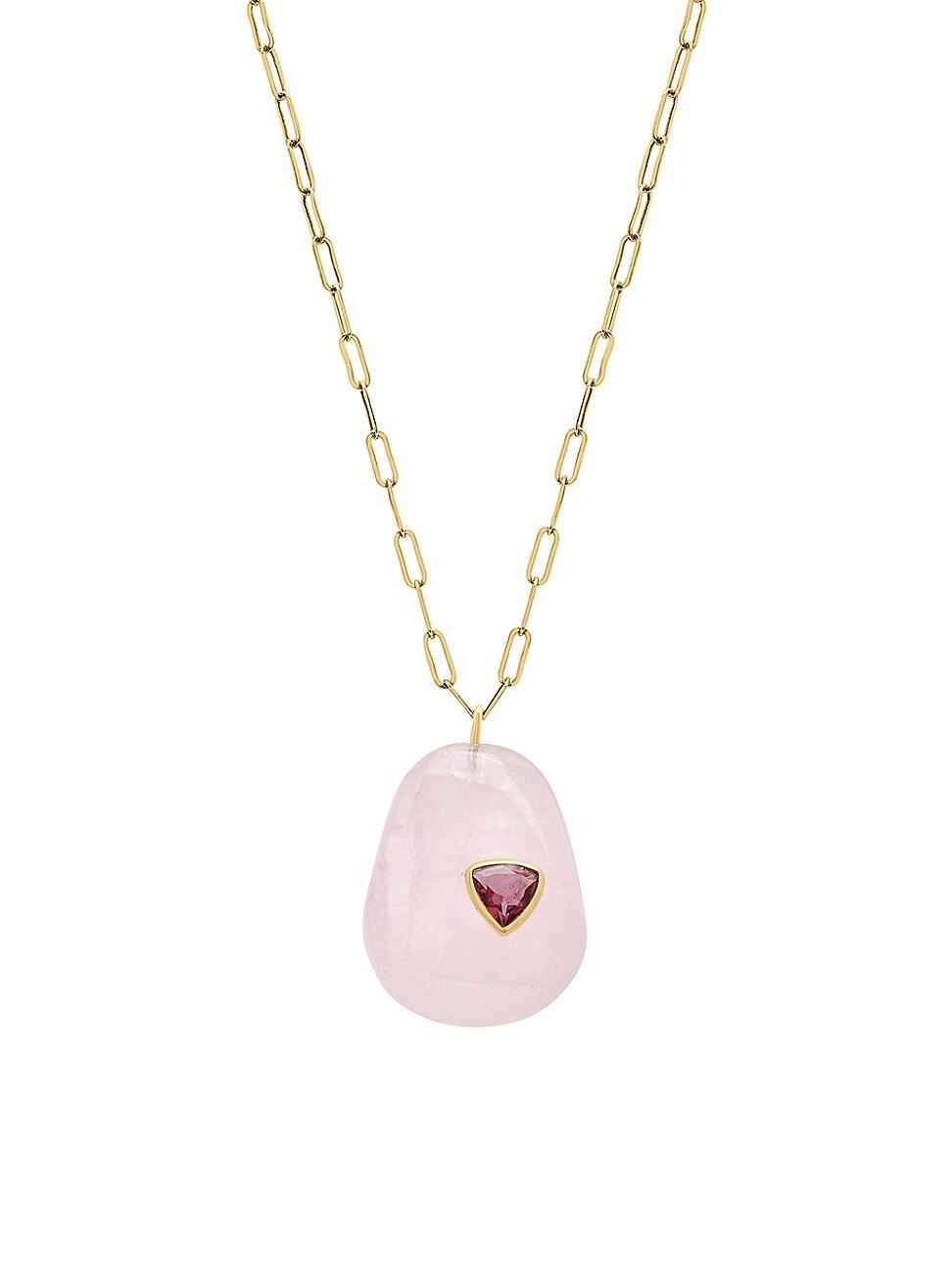 Womens Sweet Tarts Goldtone, Rose Quartz & Pink Tourmaline Necklace Product Image