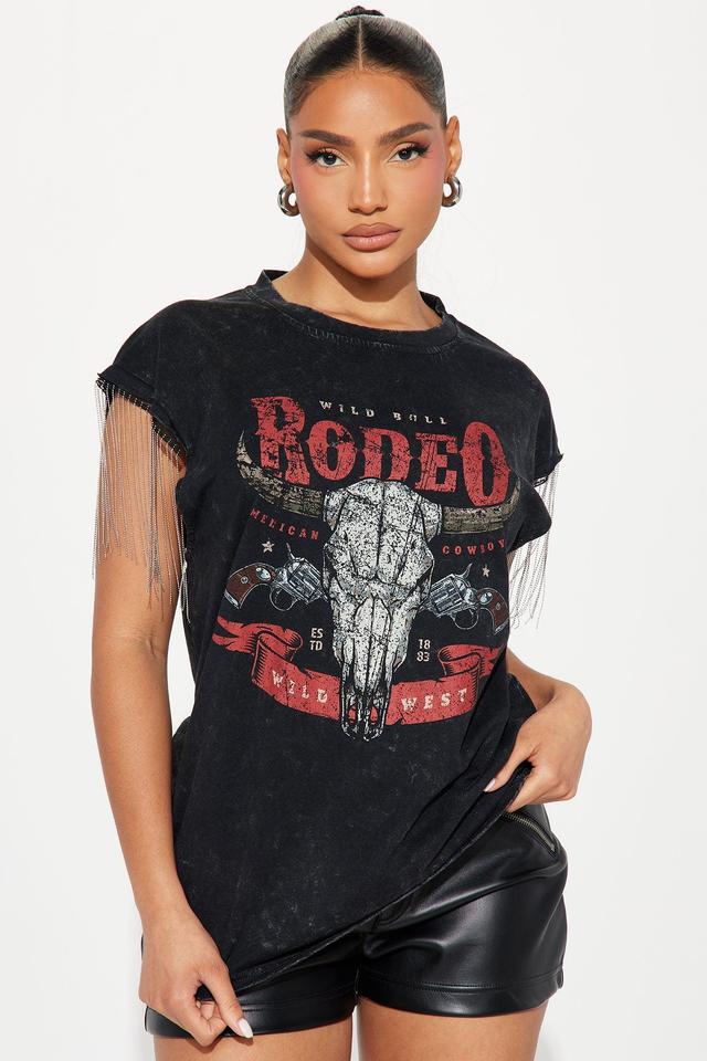 Wild Rodeo Fringe Washed Tee - Black Wash Product Image