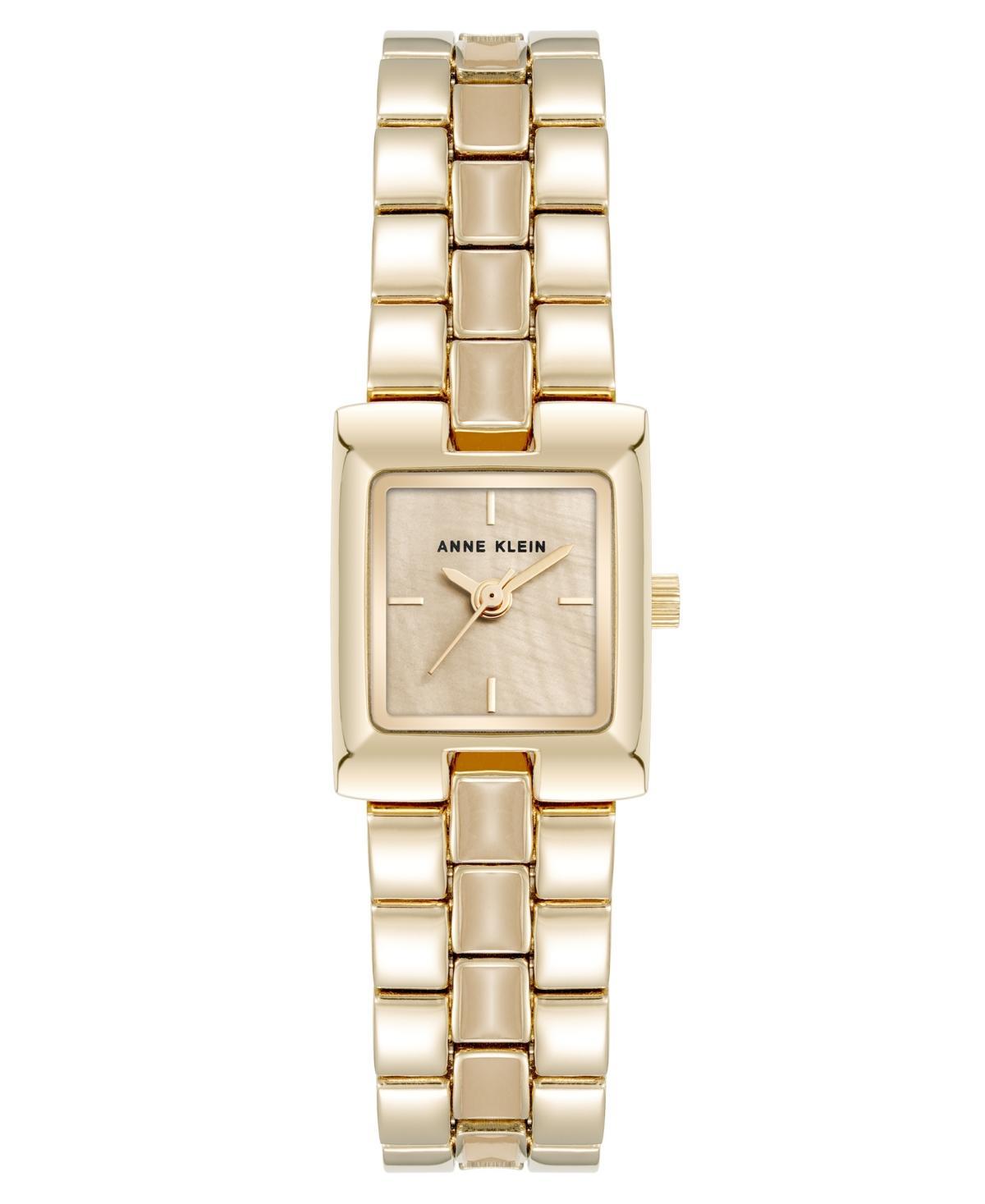 Anne Klein Womens Quartz Petite Tan Enamel Center Link Gold-Tone Alloy Metal Bracelet Watch, 17.5mm - Tan Product Image