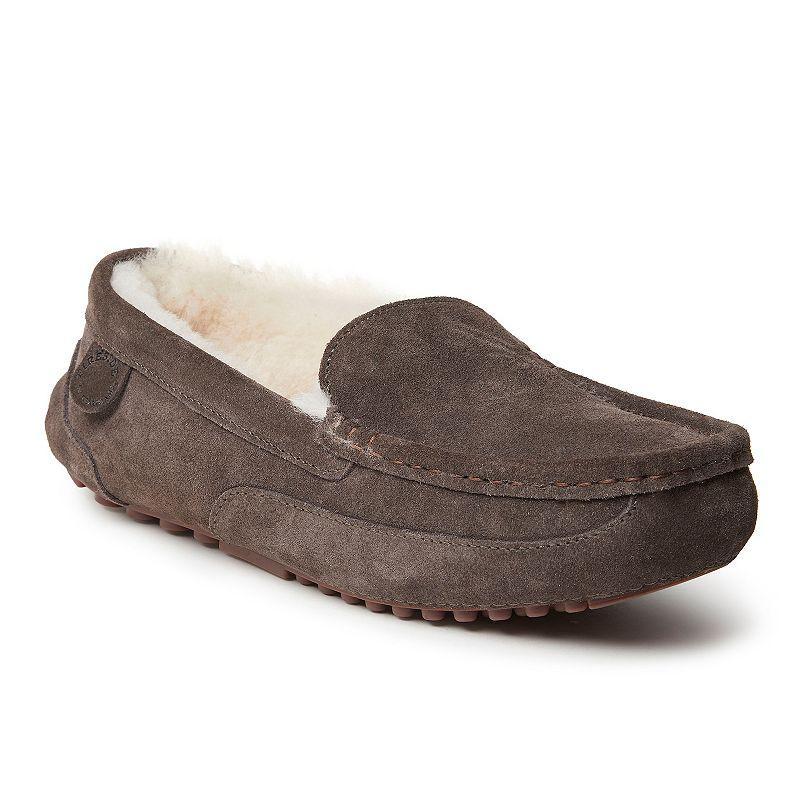 Fireside by Dearfoams Melbourne Genuine Shearling Mens Moccasin Slippers Brown Product Image