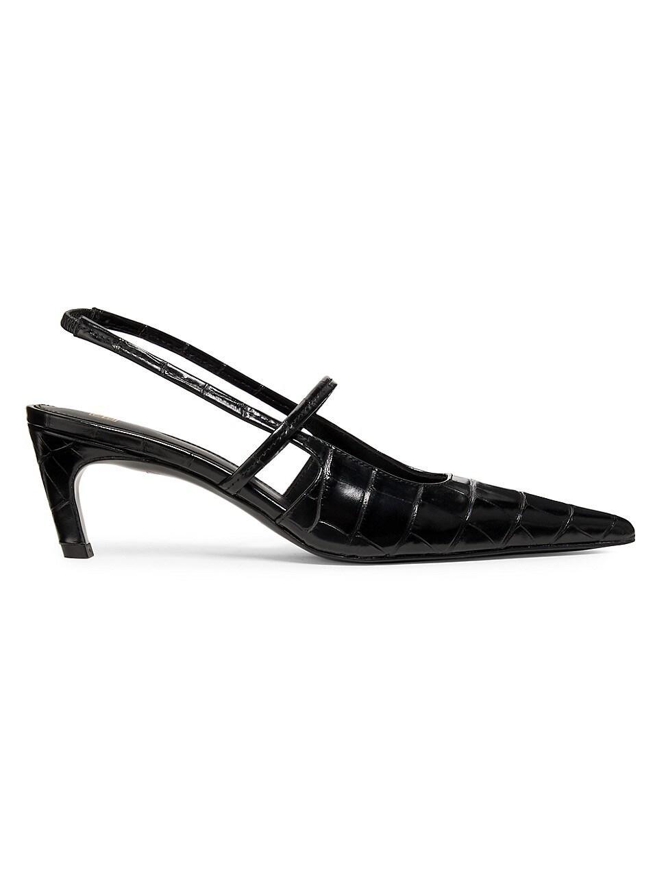 Womens Sharp 50MM Croc-Effect Leather Slingback Pumps Product Image