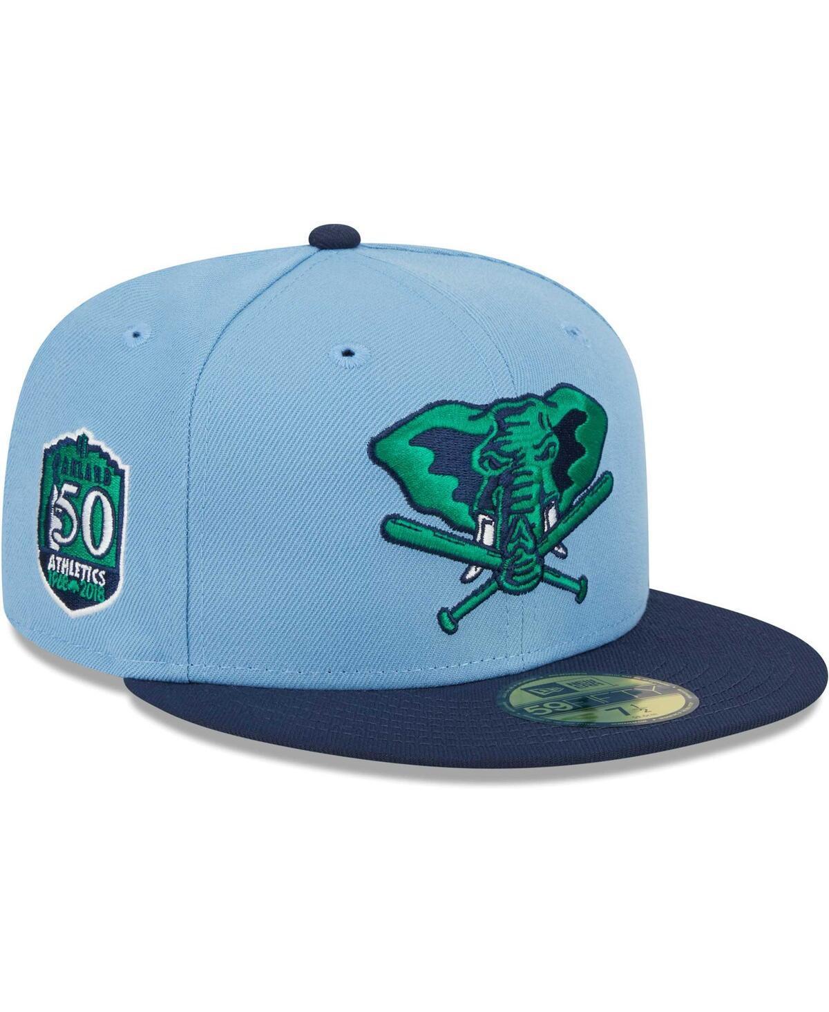 Mens New Era Light Blue Oakland Athletics Green Undervisor 59FIFTY Fitted Hat - Light Blue Product Image