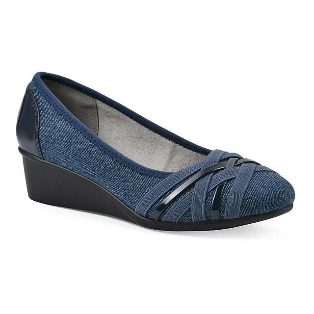 Womens Cliffs by White Mountain Bowie Womens Wedges Dark Blue Blue Fabric Product Image