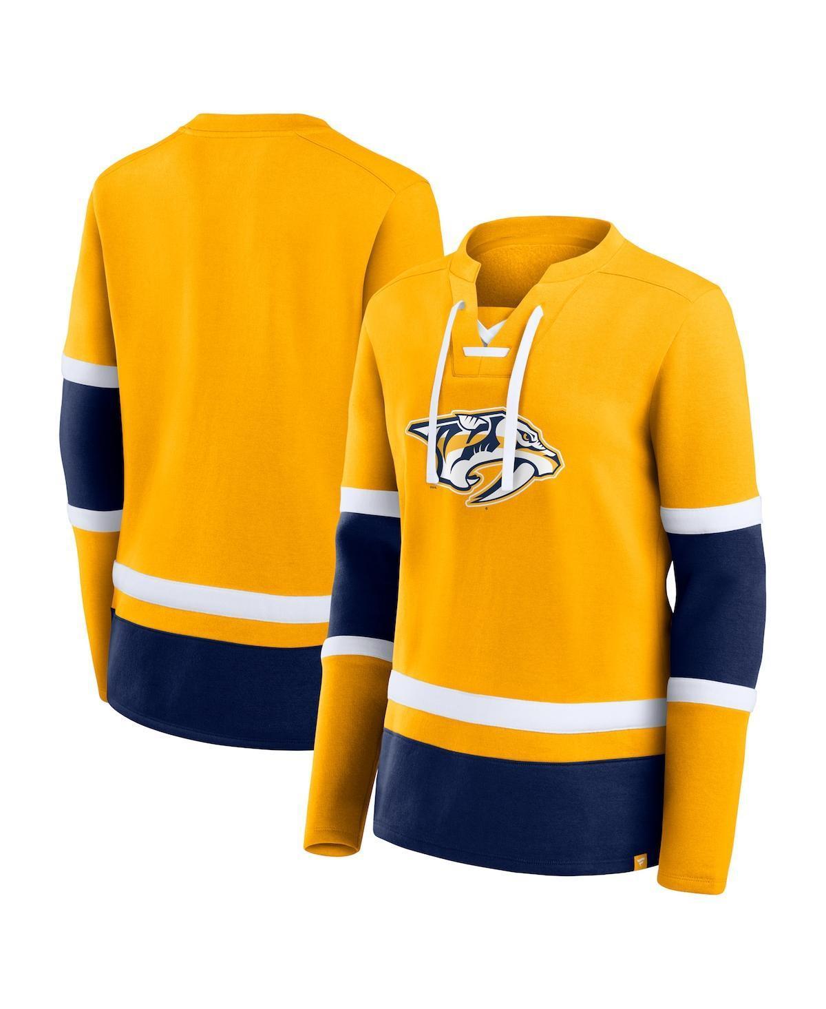 Womens Fanatics Gold Nashville Predators Top Speed Lace-Up Pullover Sweatshirt - Gold Product Image