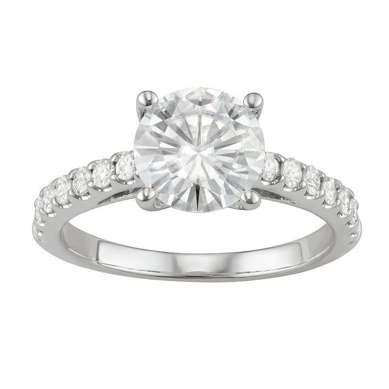 14K White Gold 2 1/4 Carat T.W. Lab-Created Moissanite Engagement Ring, Womens 14kwh Gold Product Image