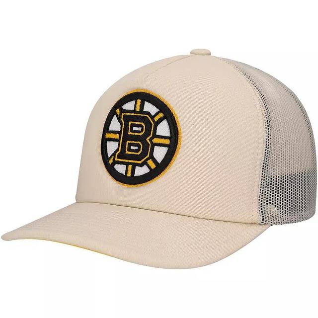 Mens Mitchell & Ness Cream Boston Bruins Foam Front Trucker Adjustable Hat Product Image