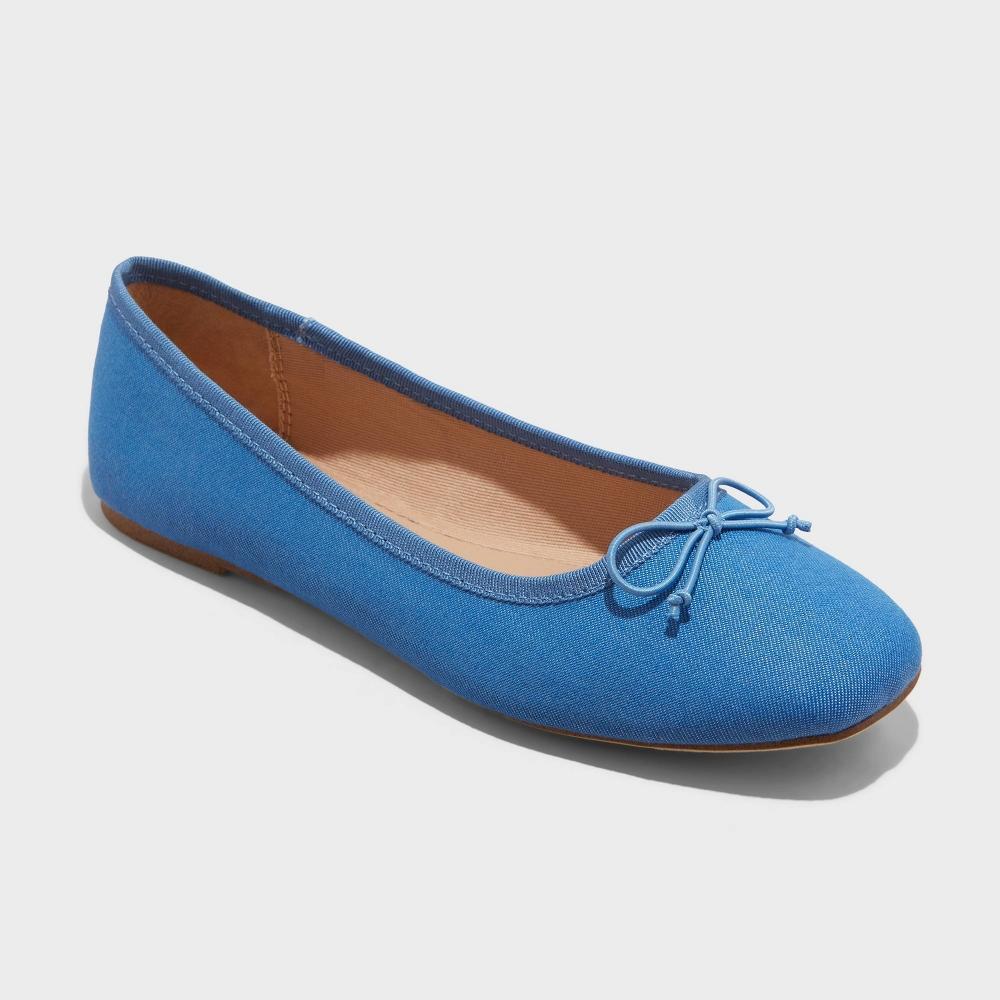 Womens Jackie Ballet Flats with Memory Foam Insole - A New Day Blue Denim 8.5 Product Image