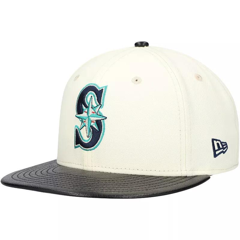 Mens New Era Cream Seattle Mariners Game Night Leather Visor 59FIFTY Fitted Hat Product Image