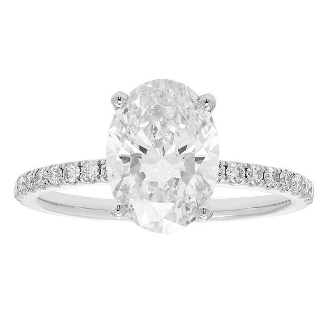 Evergreen Diamonds 14k White Gold 2 3/8 Carat T.W. IGL Certified Oval Lab-Grown Diamond Hidden Halo Ring, Womens Product Image