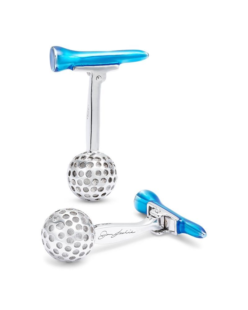 Mens Sterling Silver Golf Ball & Tee Cufflinks Product Image