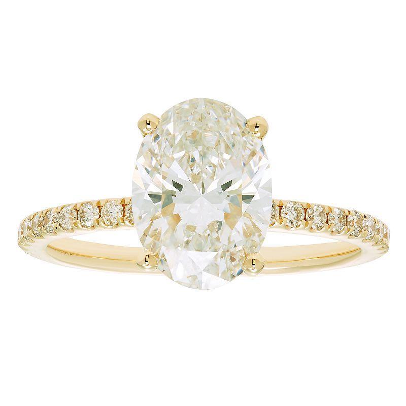 Evergreen Diamonds 14k Gold 2 3/8 Carat T.W. IGL Certified Oval Lab-Grown Diamond Hidden Halo Ring, Womens Product Image