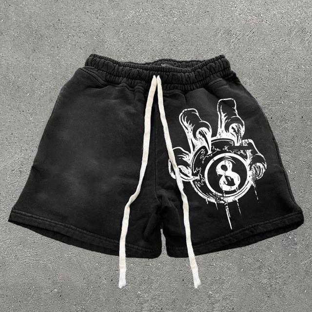 Retro 8 Ball Print Drawstring Shorts Product Image