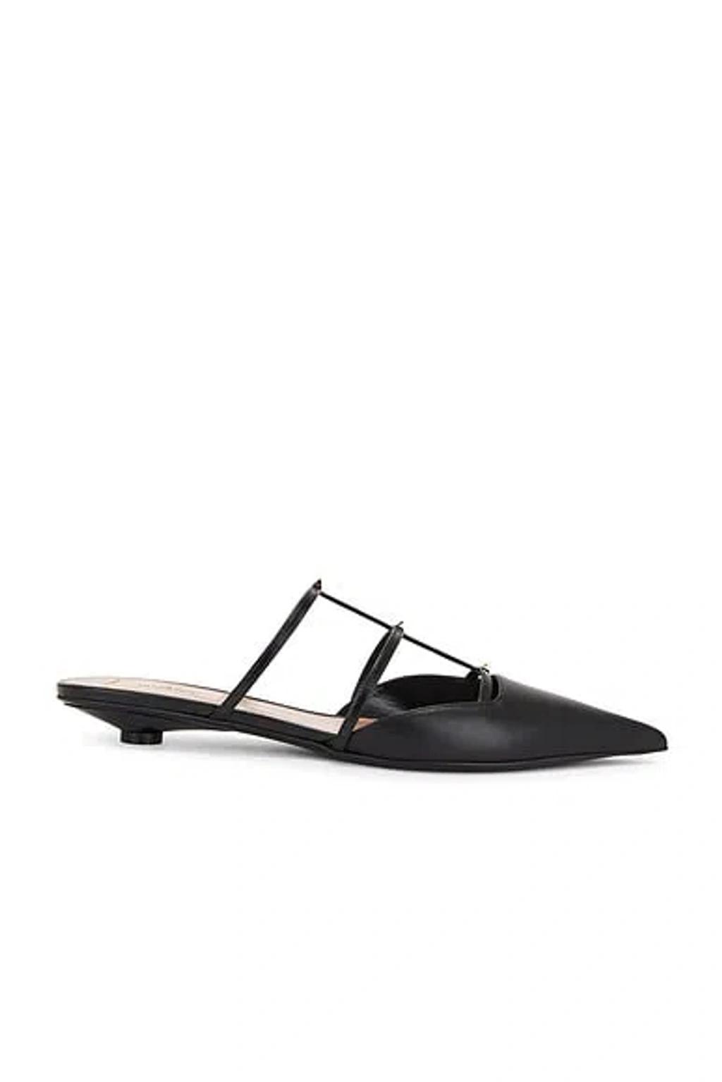 VALENTINO GARAVANI Rockstud Wispy Leather Ballerina Flats In Black Product Image