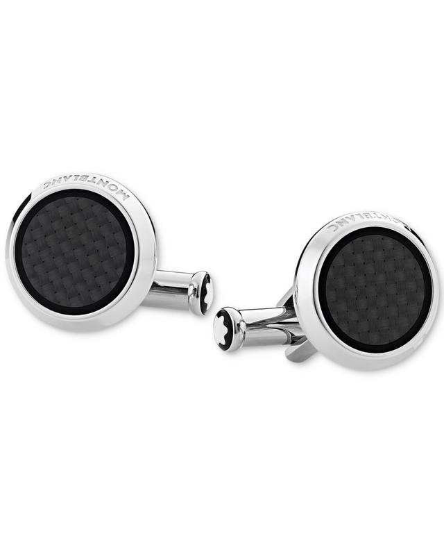 Mens Round Stainless Steel & Carbon Cufflinks Product Image