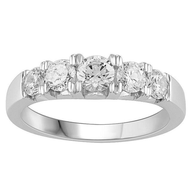 Platinum 1 Carat T.W. Diamond 5-Stone Anniversary Ring, Womens White Product Image